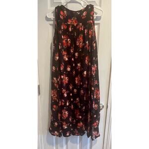 Black Floral CENY size Small Sleeveless Midi Rayon Shift Dress. B86, $33